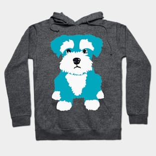 Sweet Turquoise Miniature Schnauzer Puppy on A Pink Background Hoodie